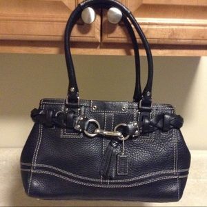 Coach black braided belt leather satchel